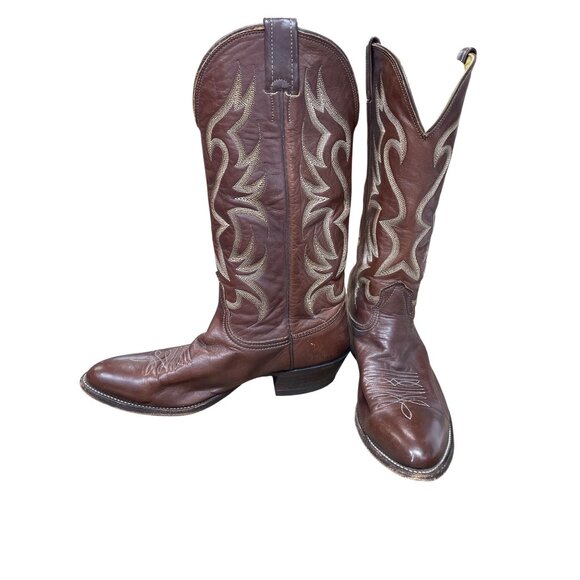 Nocona Mens Brown leather mid calf western boots sz 9D SKU 9628 - Picture 2 of 16